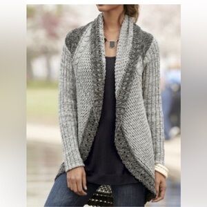 Cabi Women's Gray Cable Knit Open Front
Long Sleeve Cardigan Size XL